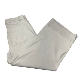 Spanx Wide Leg Crop Pants Women XL Beige Stretch Twill Hidden Zip Pockets 21279R